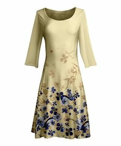 Lily | Yellow & Blue Floral Long-Sleeve A-Line Dress - Women & Plus