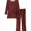 Lily | Red & Black Plaid Tunic Lounge Set - Women