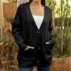 Lily | Black Cable-Knit Pocket Button-Up Cardigan - Women & Plus