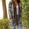 Lily | White & Brown Leopard Geometric Pocket Open Cardigan - Women