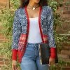 Lily | Red & Blue Floral Snap-Button Cardigan - Women