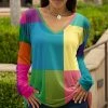 Lily | Teal & Pink Geometric V-Neck Long-Sleeve Tunic - Women & Plus