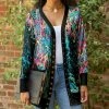 Lily | Turquoise & Black Abstract Pocket Snap-Button Cardigan - Plus