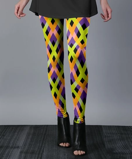 Lily | Green & Orange Abstract Leggings - Women 1 Lily | Green & Orange Abstract Leggings - Women