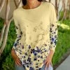 Lily | Yellow & Blue Branch Floral Crewneck Long-Sleeve Tunic - Women