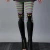 Lily | Green & Purple Stripe Cat Leggings - Women