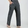 Lily | Black & White Windowpane Pocket Straight-Leg Pants - Plus