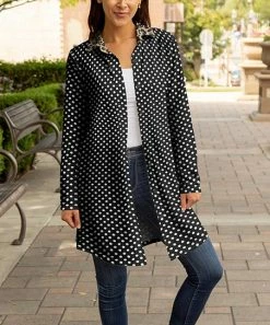 Lily | Black Polka Dot Leopard Collared Button-Up Shacket - Plus