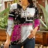 Lily | Black & Pink Abstract V-Neck Ruched-Sleeve Tunic - Women