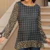 Lily | Black & Beige Polka Dot Leopard Long-Sleeve Boatneck Tunic - Women & Plus