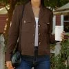 Lily | Brown Collared Pocket Button-Up Jacket - Women & Plus