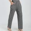 Lily | Black & White Gingham Wide-Waistband Pocket Straight-Leg Pants - Plus