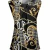 Lily | Black & Gold Houndstooth Status Twist-Keyhole Sleeveless Tunic - Women
