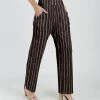 Lily | Black & Beige Abstract Stripe Wide-Waistband Pocket Straight-Leg Pants - Women & Plus
