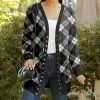 Lily | Black & White Plaid Snap-Button Cardigan - Women