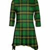 Lily | Green & Gold Plaid Three-Quarter Sleeve Sidetail Tunic - Women