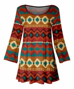 Lily | Red Multicolor Fair Isle Geometric Long-Sleeve Boatneck Tunic - Women & Plus
