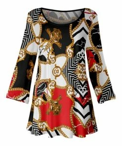 Lily | White Multicolor Abstract Long-Sleeve Boatneck Tunic - Plus