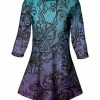 Lily | Purple & Teal Filigree Three-Quarter Sleeve Tunic - Plus