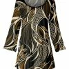 Lily | Black & Brown Abstract Long-Sleeve Boatneck Tunic - Women & Plus
