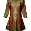 Lily | Rust & Gold Geometric Three-Quarter Sleeve Tunic - Plus