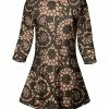 Lily | Beige & Black Filigree Three-Quarter Sleeve Tunic - Plus
