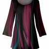 Lily | Black & Purple Abstract Long-Sleeve Boatneck Tunic - Women