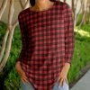 Lily | Black & Red Plaid Long-Sleeve Crewneck Tunic - Women
