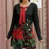 Lily | Black & Red Poinsettia Tie-Front Tunic - Women
