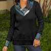 Lily | Black & Blue Abstract Contrast Cowl Neck Sweater - Women & Plus
