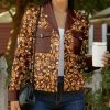 Lily | Brown & Orange Floral Crop Shacket - Women