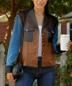 Lily | Blue & Brown Gradient Crop Shacket - Women