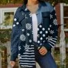 Lily | Navy & White Patchwork Floral Oversize-Pocket Shacket - Women