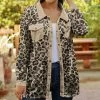 Lily | Beige & Tan Leopard Velvet Button-Up Shacket - Plus