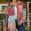 Lily | Pink & Blue Patchwork Floral Oversize-Pocket Shacket - Women
