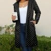 Lily | Black & White Polka Dot Pocket Button-Up Coat - Women