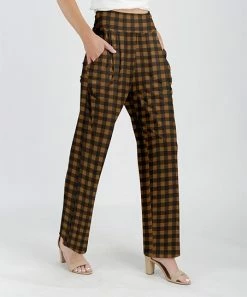 Lily | Black & Brown Plaid Pocket Pants - Women