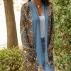 Lily | Brown & Blue Paisley Pocket Open Cardigan - Women