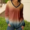 Lily | Rust & Navy Fade V-Neck Long-Sleeve Tunic - Plus