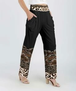 Lily | Black & Brown Animal-Print Pocket Pants - Women