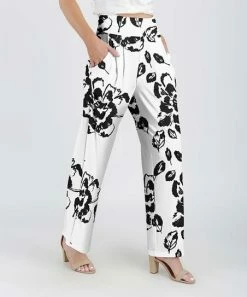 Lily | White & Black Floral Pocket Pants - Women