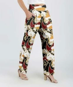 Lily | Red & White Abstract Pocket Pants - Plus