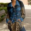 Lily | Blue & Beige Floral Leopard Pocket Button-Up Shacket - Plus