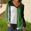 Lily | Green & Black Color Block V-Neck Long-Sleeve Tunic - Women