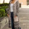 Lily | Black & Beige Cheetah Pocket Hooded Open Duster - Plus