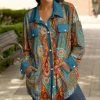 Lily | Orange & Blue Paisley Pocket Button-Up Shacket - Plus