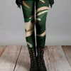 Lily | Green & Beige Abstract Leggings - Women