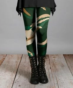 Lily | Green & Beige Abstract Leggings - Women
