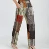 Lily | Gray & Red Geometric Patchwork Pocket Pants - Women