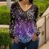 Lily | Brown & Purple Leaves Long-Sleeve V-Neck Tunic - Plus